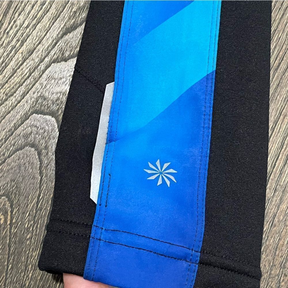 Athleta Womens Power Lift Tight Fleece Lined High Rise Printed Black Blue Size L - Picture 4 of 11